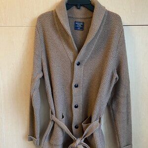 Tan Belted Abercrombie Cardigan Sweater - Size Medium